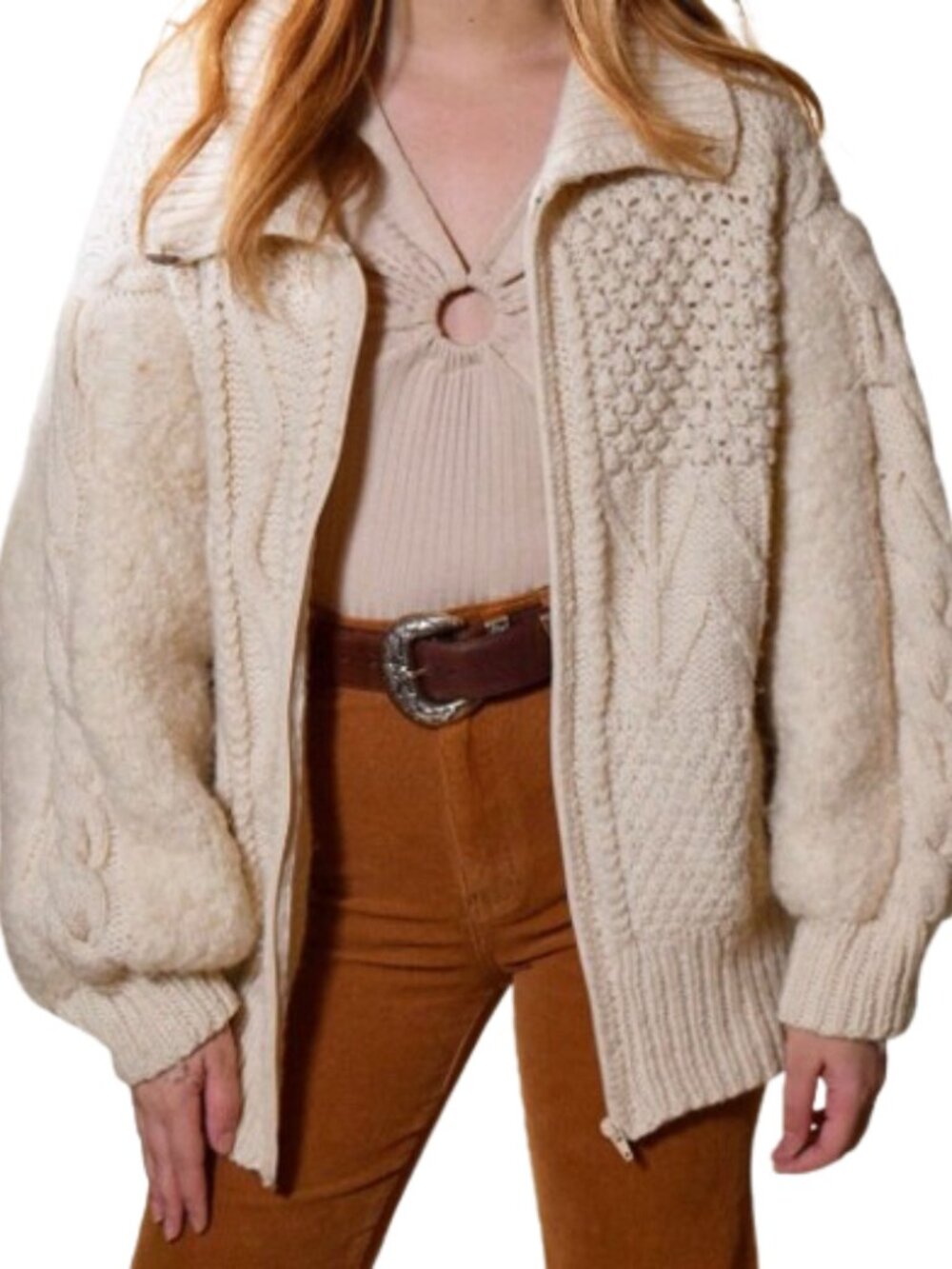 Avoca Handweavers Irish Handcrafted Wool Zip up Cardigan Size XL(52"bust)